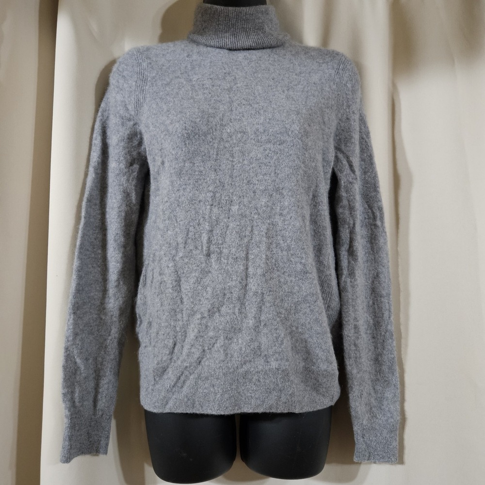 Saks Fifth Avenue Women's 100%‎ Cashmere Turtleneck Sweater Size M Gray Neutral